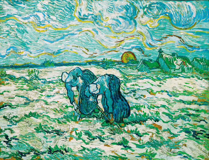  文森特·威廉·梵高  Vincent Willen Van Gogh —— 两位妇女在田间收割